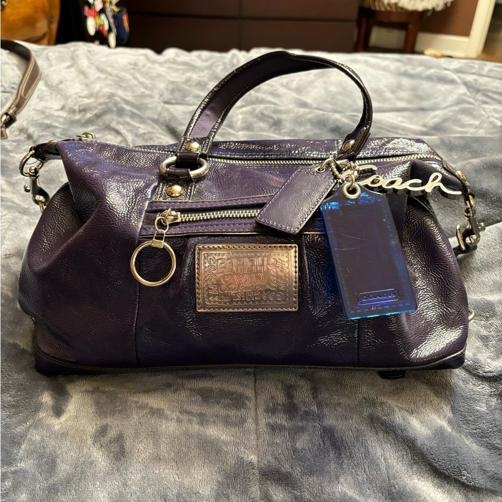 Coach Poppy Purple Patent Purse- Convertible Satchel- Color: Purple